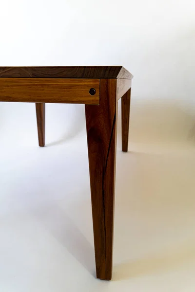 Designer Coffee Table Solid Wood Base Top Terrazzo Oak Wood — Stock Photo, Image