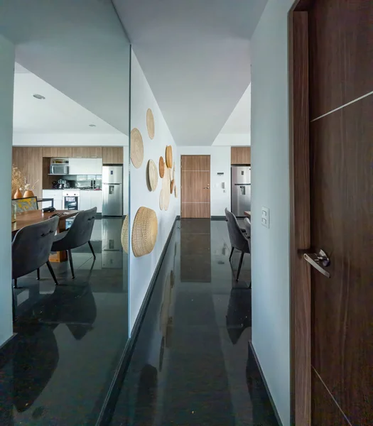 Hallway Apartment Modern Design Wood Μεξικανική Διακόσμηση Γρανίτη Δάπεδα Κομψό — Φωτογραφία Αρχείου