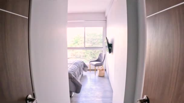 Hermoso Dormitorio Principal Una Nueva Casa Lujo Con Vista Baño — Vídeo de stock