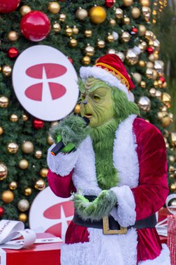 Grinch Noel hediyesi şapka ağacı, Noel ağacı arka plan dekoratörü, Meksika Latin Amerika