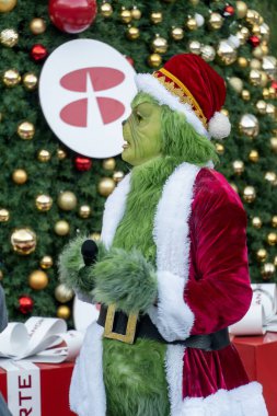 Grinch Noel hediyesi şapka ağacı, Noel ağacı arka plan dekoratörü, Meksika Latin Amerika