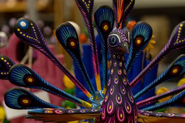 Alebrije, Oaxaca 'daki Meksika sanat eserleri. Latin Amerika' dan geleneksel renkli oyuncaklar.