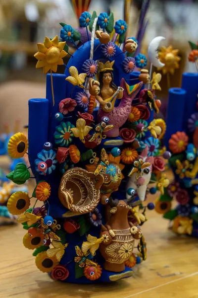 Teschio Decorativo Dipinto Giocattolo Giorno Dei Morti Messico Tradizioni Messicane — Foto Stock