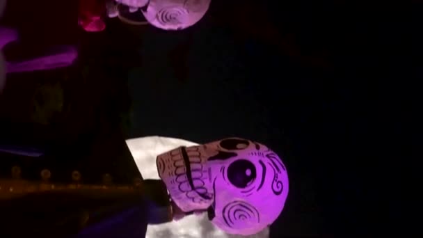 Lebka Celotělového Papíru Den Mrtvého Oltáře Mexická Latinská Amerika — Stock video
