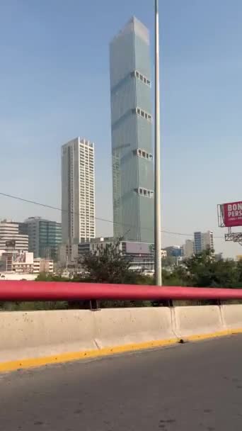 View Car Looking Buildings City Monterrey Mexico Latin America Highway — Vídeo de stock
