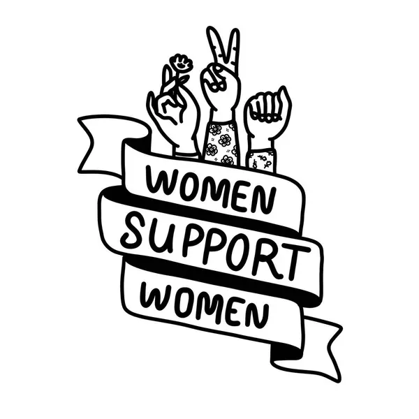 Uluslararası Kadınlar Günü Çizim Çizim Çizimi. Çok Irklı Kadın Grubu