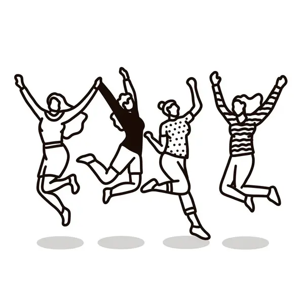 Uluslararası Kadınlar Günü Çizim Çizim Çizimi. Çok Irklı Kadın Grubu