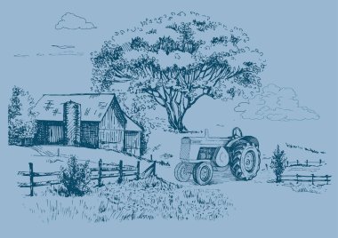 Küçük tepelerdeki yeşil çim tarlası. Çayır, alkali, kül suyu, çayır, kulplu, lea, otlak, çiftlik. Kırsal manzara manzarası kırsal çayırların manzarası. Vektör çizimi çizimi