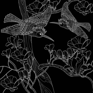 Sanat terapisi boyama sayfası. Çocuklar ve yetişkinler için boyama kitabı antistresi. Kuşlar ve çiçekler klasik tarzda çizilmiş. Doğaya daha bağlı hissetmek isteyenler için ideal..