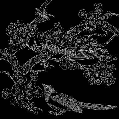 Sanat terapisi boyama sayfası. Çocuklar ve yetişkinler için boyama kitabı antistresi. Kuşlar ve çiçekler klasik tarzda çizilmiş. Doğaya daha bağlı hissetmek isteyenler için ideal..