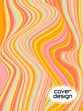 Colorful wavy stripes.  Halftone stripes texture cover page layout templates set. Report covers graphic design, business brochure pages corporate templates.