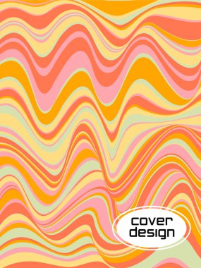 Colorful wavy stripes.  Halftone stripes texture cover page layout templates set. Report covers graphic design, business brochure pages corporate templates.