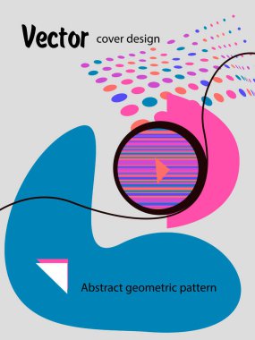 Abstract Bauhaus geometric pattern background, vector circle, triangle and square lines art design. Universal abstract layouts. Applicable for notebooks, planners, brochures, books, catalogs etc.