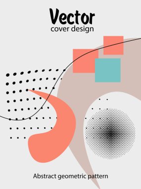 Abstract Bauhaus geometric pattern background, vector circle, triangle and square lines art design. Universal abstract layouts. Applicable for notebooks, planners, brochures, books, catalogs etc.