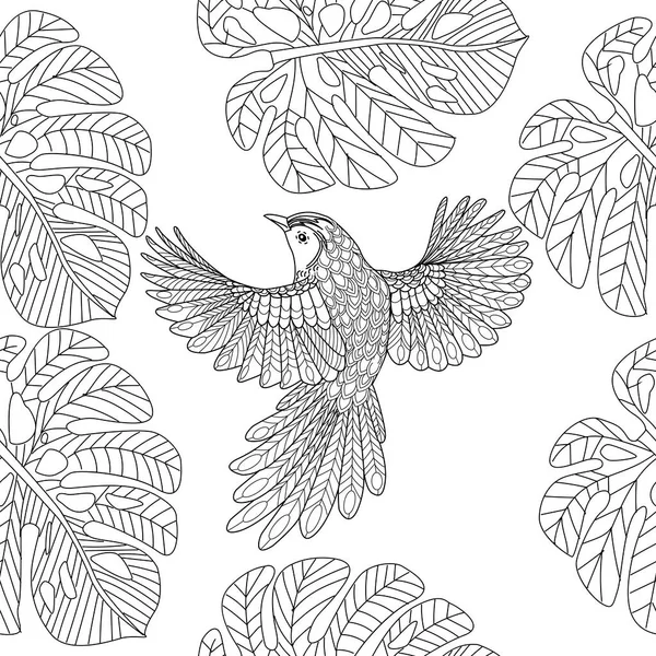 Padrão Sem Costura Com Pássaros Fundo Têxtil Gráficos Linha —  Vetores de Stock