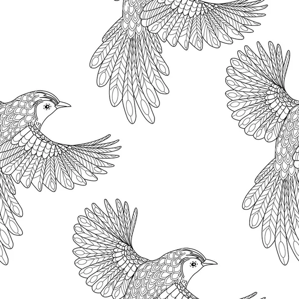 Безшовний Візерунок Птахами Текстильний Фон Лінія Графіки — стоковий вектор