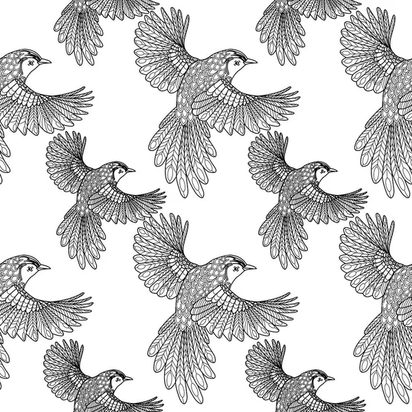 鸟类的无缝图案 纺织品背景 线条图形 — 图库矢量图片