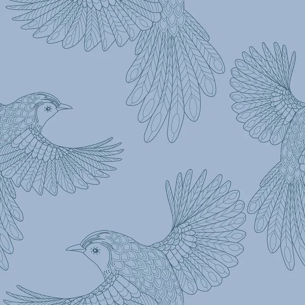 鳥とのシームレスなパターン テキスタイルの背景 ライングラフィックス — ストックベクタ