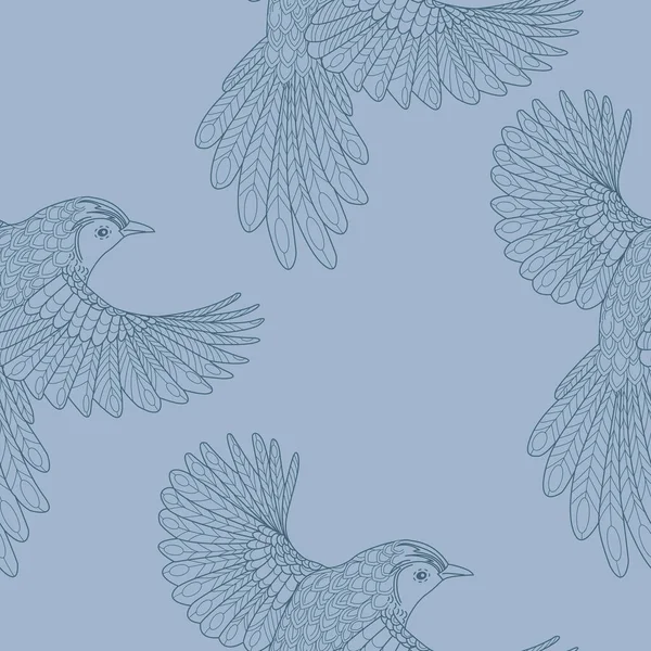 Padrão Sem Costura Com Pássaros Fundo Têxtil Gráficos Linha —  Vetores de Stock