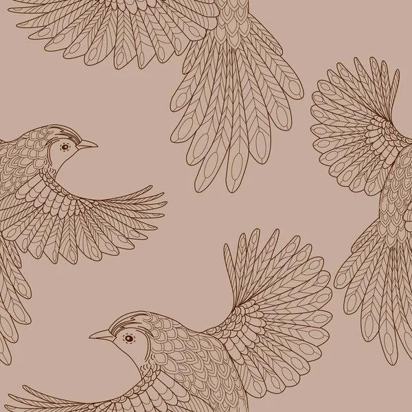 鸟类的无缝图案 纺织品背景 线条图形 — 图库矢量图片