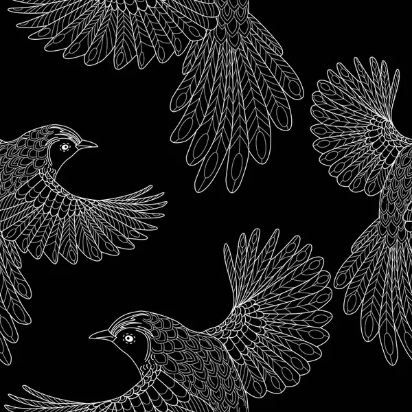 Бесшовный Рисунок Птицами Текстильный Фон Графика Линий — стоковый вектор