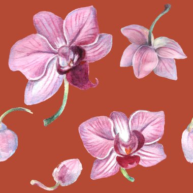 Kusursuz desen. Kalıplı çiçek. Suluboya tarzında bir vektör illüstrasyonu. Yazdırılmış materyalleri, işaretleri, nesneleri, web sitelerini, haritaları kullan.