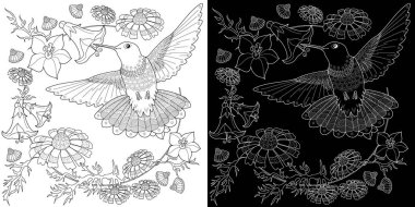 Sanat terapisi boyama sayfası. Çocuklar ve yetişkinler için boyama kitabı antistresi. Kuşlar ve çiçekler klasik tarzda çizilmiş. Doğaya daha bağlı hissetmek isteyenler için ideal..