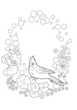 Sanat terapisi boyama sayfası. Çocuklar ve yetişkinler için boyama kitabı antistresi. Kuşlar ve çiçekler klasik tarzda çizilmiş. Doğaya daha bağlı hissetmek isteyenler için ideal..