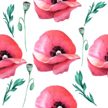 Kusursuz desen. Kalıplı çiçek. Suluboya tarzında bir vektör illüstrasyonu. Yazdırılmış materyalleri, işaretleri, nesneleri, web sitelerini, haritaları kullan.