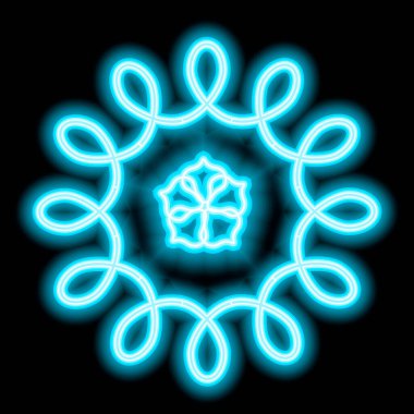 Parlak neon görüntü. Siyah arkaplanda neon eğimli desen. Dekor elementi. Tasarıma. Evrensel uygulama. Vektör illüstrasyonu