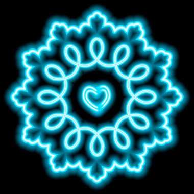 Parlak neon görüntü. Siyah arkaplanda neon eğimli desen. Dekor elementi. Tasarıma. Evrensel uygulama. Vektör illüstrasyonu