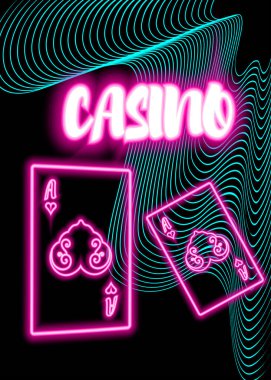 Parlak neon görüntü. Siyah arkaplanda neon eğimli desen. Dekor elementi. Tasarıma. Evrensel uygulama. Vektör illüstrasyonu