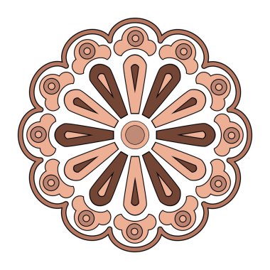 Dekoratif yuvarlak süs. Soyut mandala deseni, çiçek açan koleidoskop teması. Şirket, iş ve dekorasyon için harika.