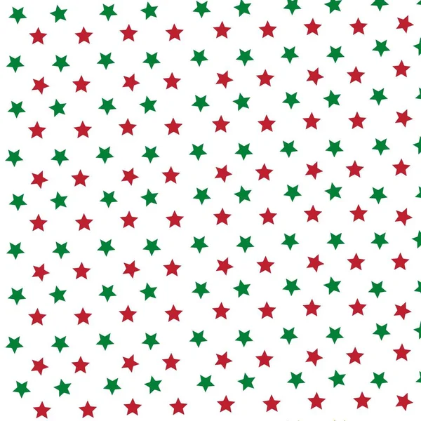 Czerwone Zielone Gwiazdki Boże Narodzenie Wzór — Zdjęcie stockowe