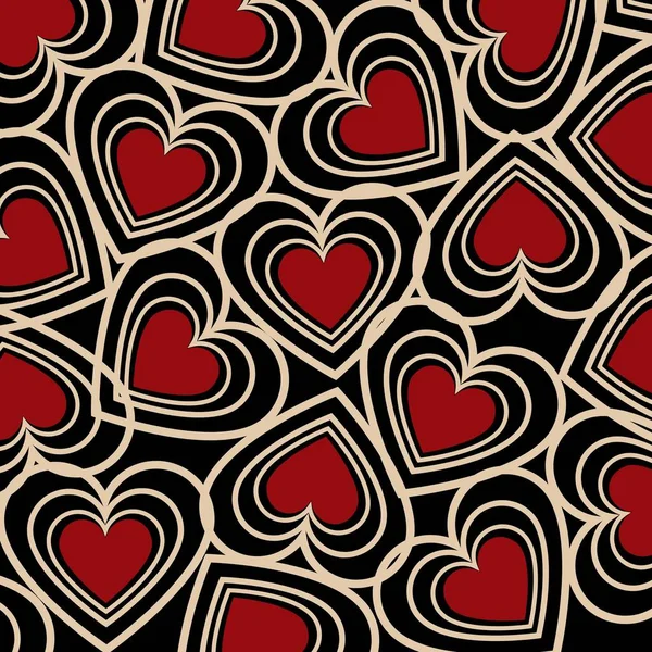 Hypnotický Proužek Srdce Černá Červená Láska Vzor — Stock fotografie