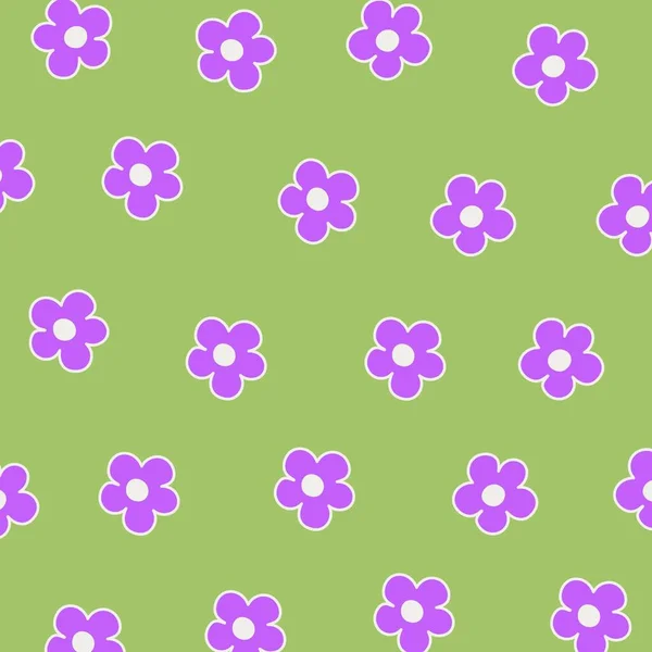 Зелений Фіолетовий Ретро Y2K Квітковий Візерунок — стокове фото
