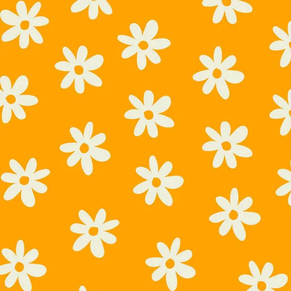 Żółty Biały Wzór Kwiatów Y2K Retro Obraz Stockowy