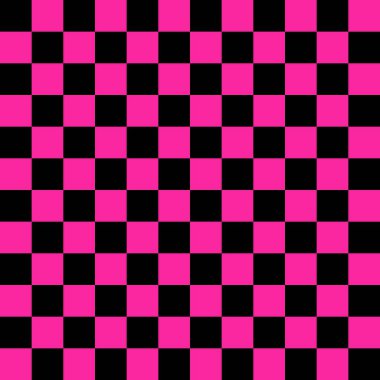 Siyah Pembe Kareli Satranç tahtası Y2K Deseni 