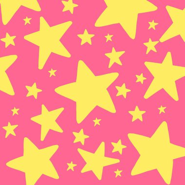 Sarı Yıldızlar Y2K Modeli Pembe Arkaplan