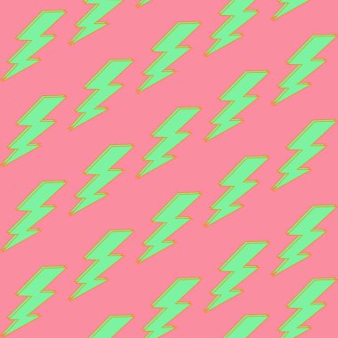 Neon Green Lightning Pembe Arkaplan Y2K Deseni