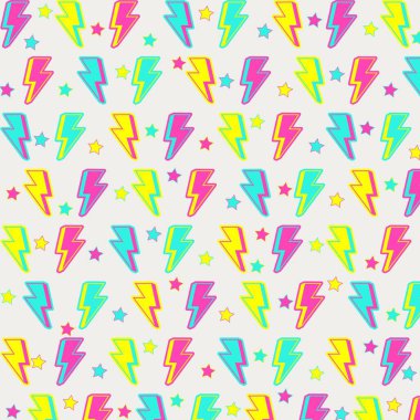 Neon Lightning Star Y2K Deseni