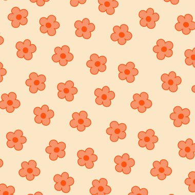 Turuncu Turuncu Şeftali Çiçek desenli