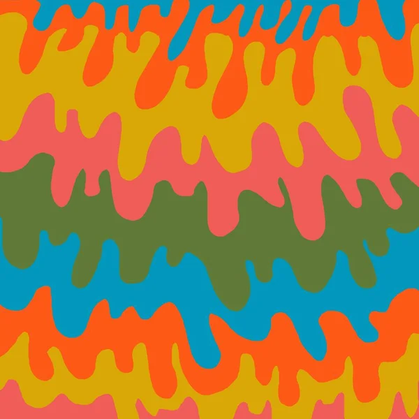 迷幻液体滴注熔融1970年代霓虹灯色彩斑斓的层状条纹花纹 — 图库照片