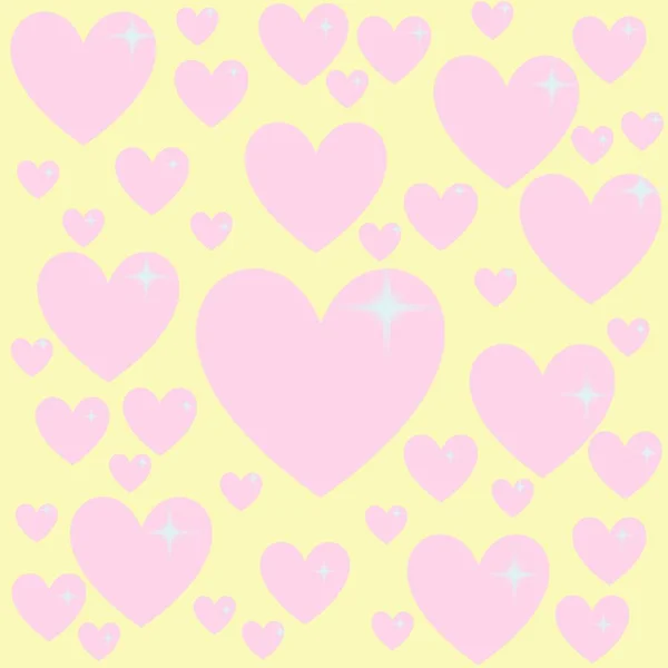 Μοτίβο Ροζ Κίτρινη Καρδιά — Φωτογραφία Αρχείου