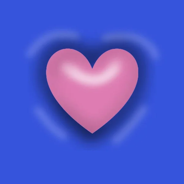 粉红色的心与蓝色背景 — 图库照片