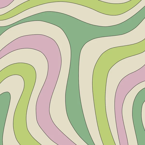 复古绿色粉红70年代特警波谷液体涡旋条纹图案 — 图库照片