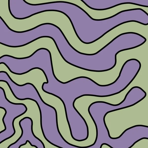 Абстрактный Ретро Фиолетовый Trippy Wavy Sol Green Fone Stripe Pattern — стоковое фото