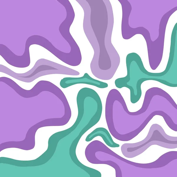 Abstract Retro Purple Green 70S Trippy Wavy Liquid Swirl Stripe — Stock Photo, Image
