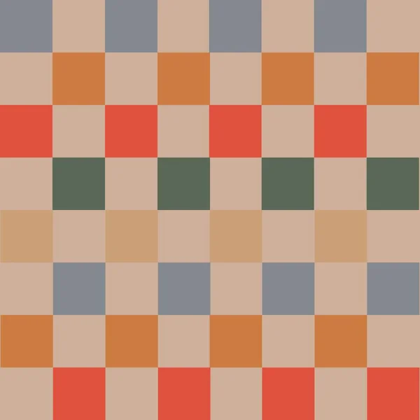 Modrá Béžová Oranžová Hnědá Šachovnice Kostkovaná Gingham Y2K Vzor — Stock fotografie