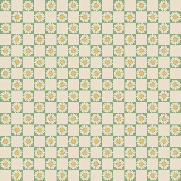 Green Yellow Colorful Aesthetic Chessboard Checkered Sunflower Y2K Pattern